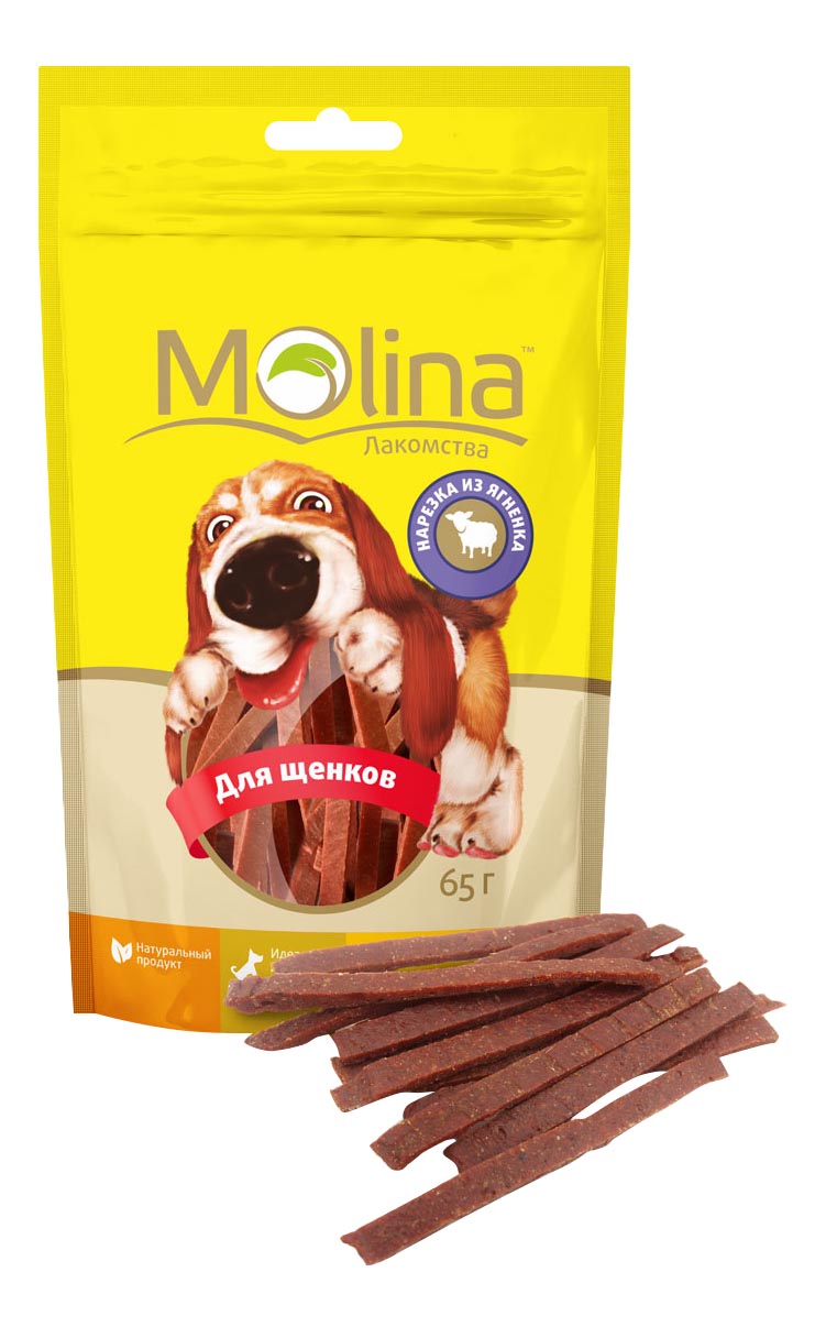 

Лакомство для щенков Molina, соломка, ягненок, 65г, Нарезка из ягненка, 65 г