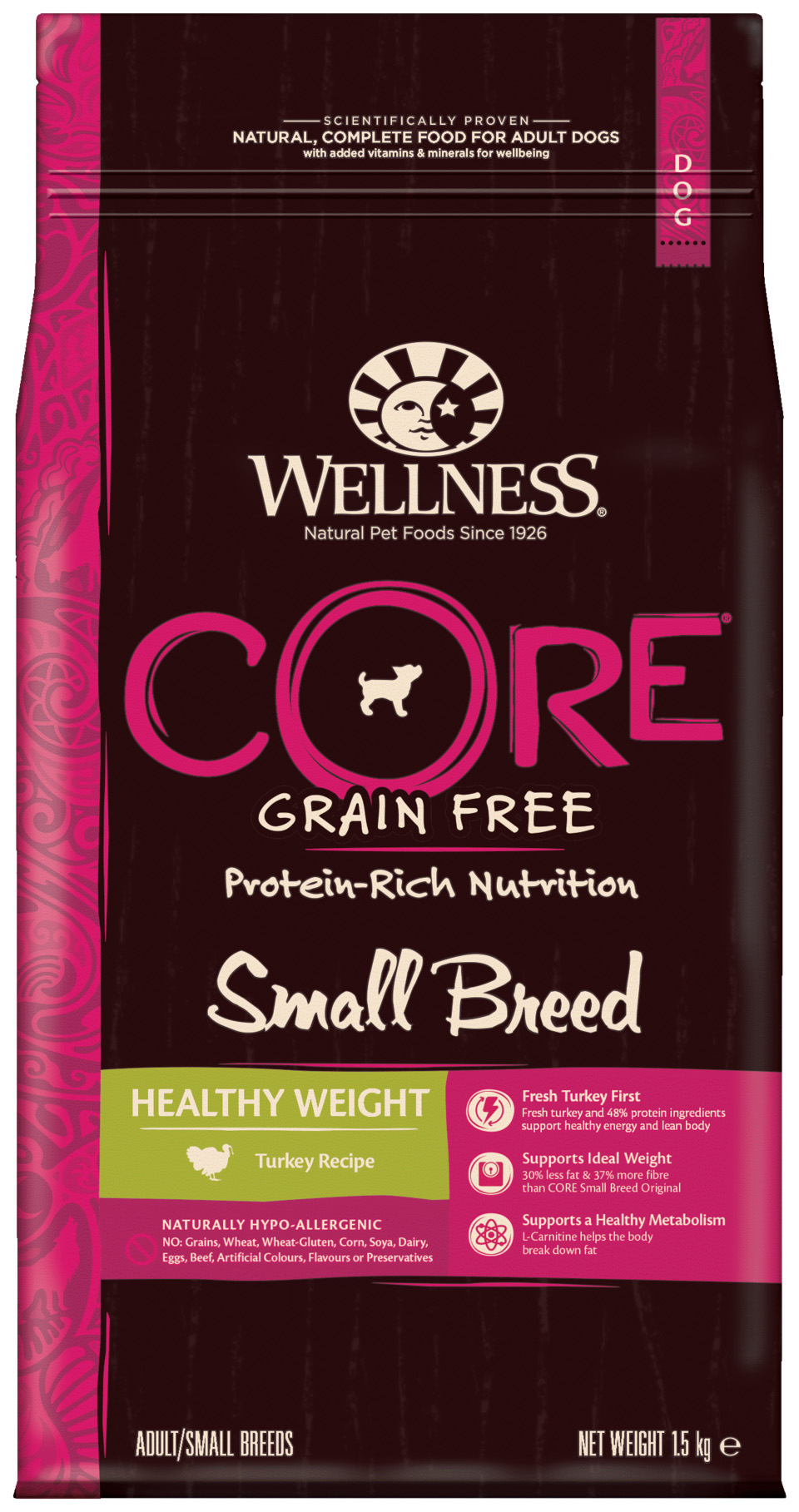 фото Сухой корм для собак wellness core small breed healthy weight, птица, 1,5кг