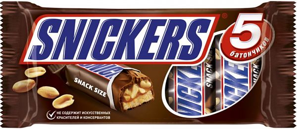 фото Шоколадный батончик snickers 200 г 5 штук