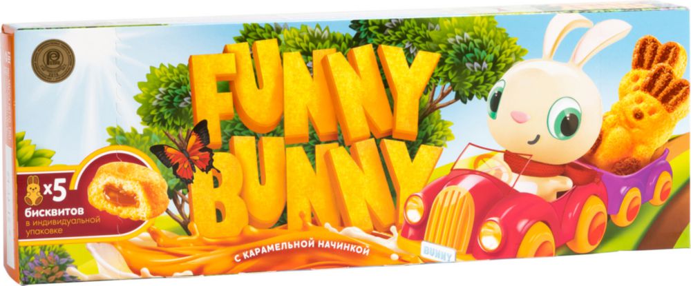 

Пирожное бисквитное Funny Bunny с карамельной начинкой 150 г