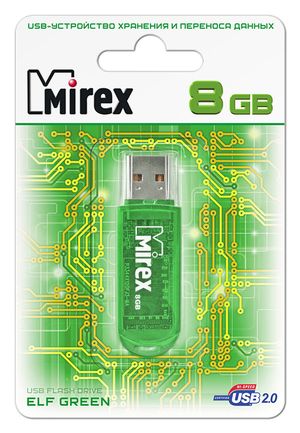 Флешка MIREX Elf 8ГБ Green (13600-FMUGRE08)