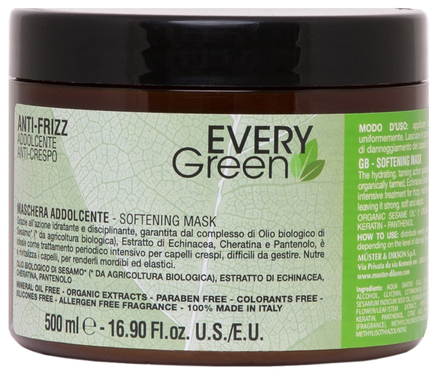 Маска для волос Dikson Every Green Anti-Frizz Mashera Idratante 500 мл bio textiles халат женский green