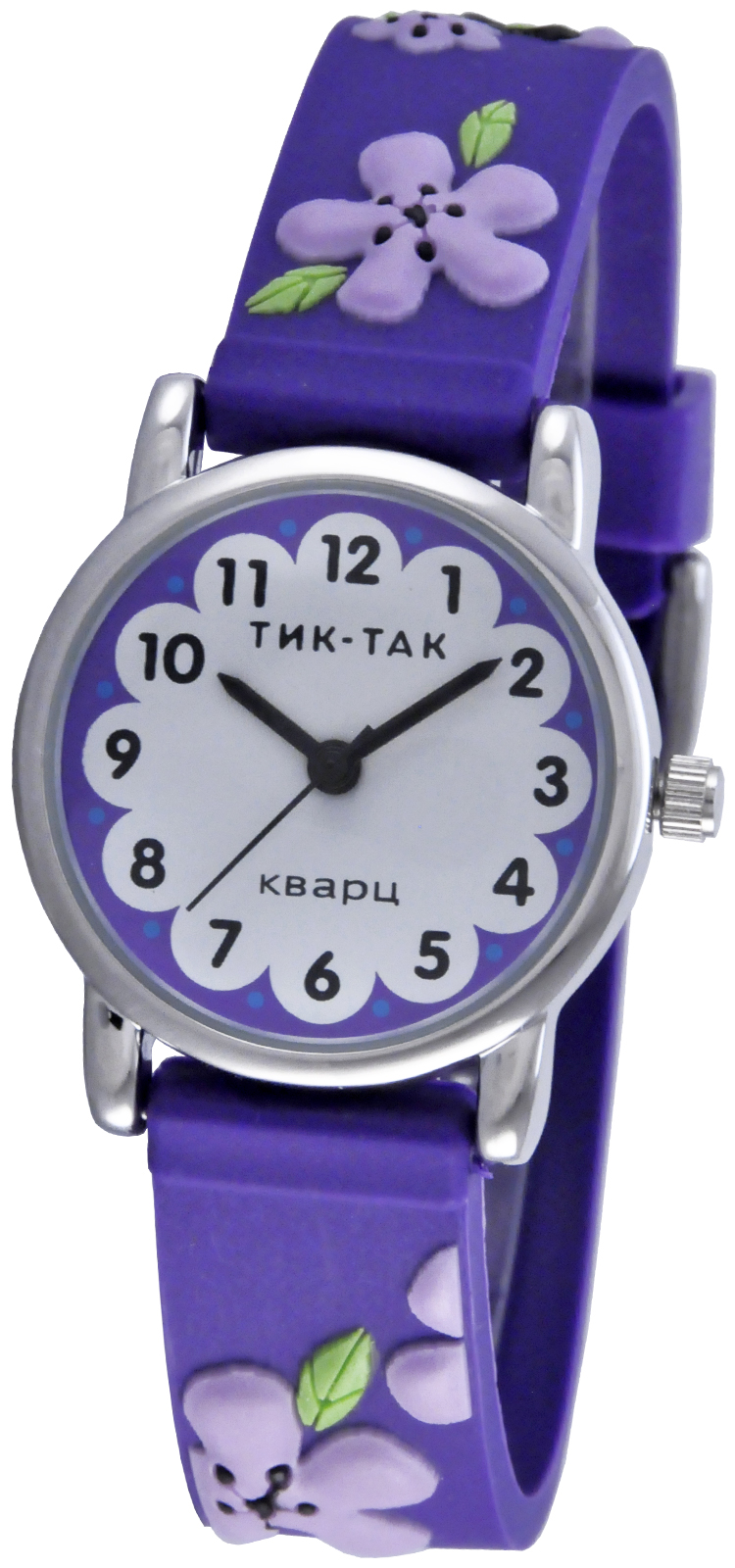 Детские наручные часы Тик-Так Н101-2 фиолетовые цветы