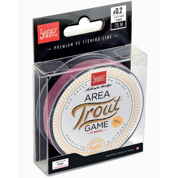 

Леска плетеная Lucky John Area Trout Game Braid 0,07 мм, 75 м, 2,8 кг, pink, Area Trout Game Braid