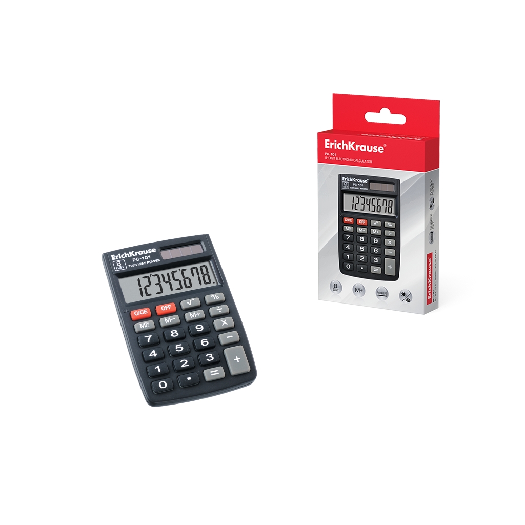 Калькулятор карманный 8-разрядов ErichKrause® PC-101 (в коробке по 1 шт.)
