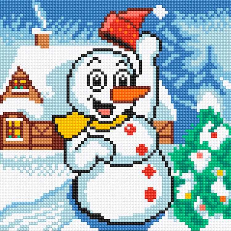

Алмазная вышивка Алмазное Хобби Веселый снеговик, 20x20 см, Веселый снеговик