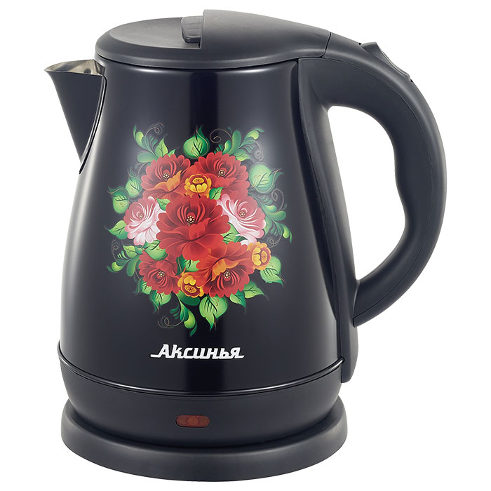 Чайник электрический Аксинья КС-1051 1.8 л черный чайник электрический аксинья кс 1051 с узорами 1 8 л 1500 вт скрытый нагревательный элемент металл
