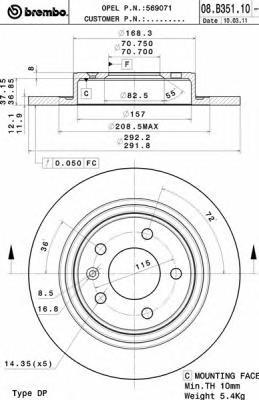 

Тормозной диск brembo 08B35110