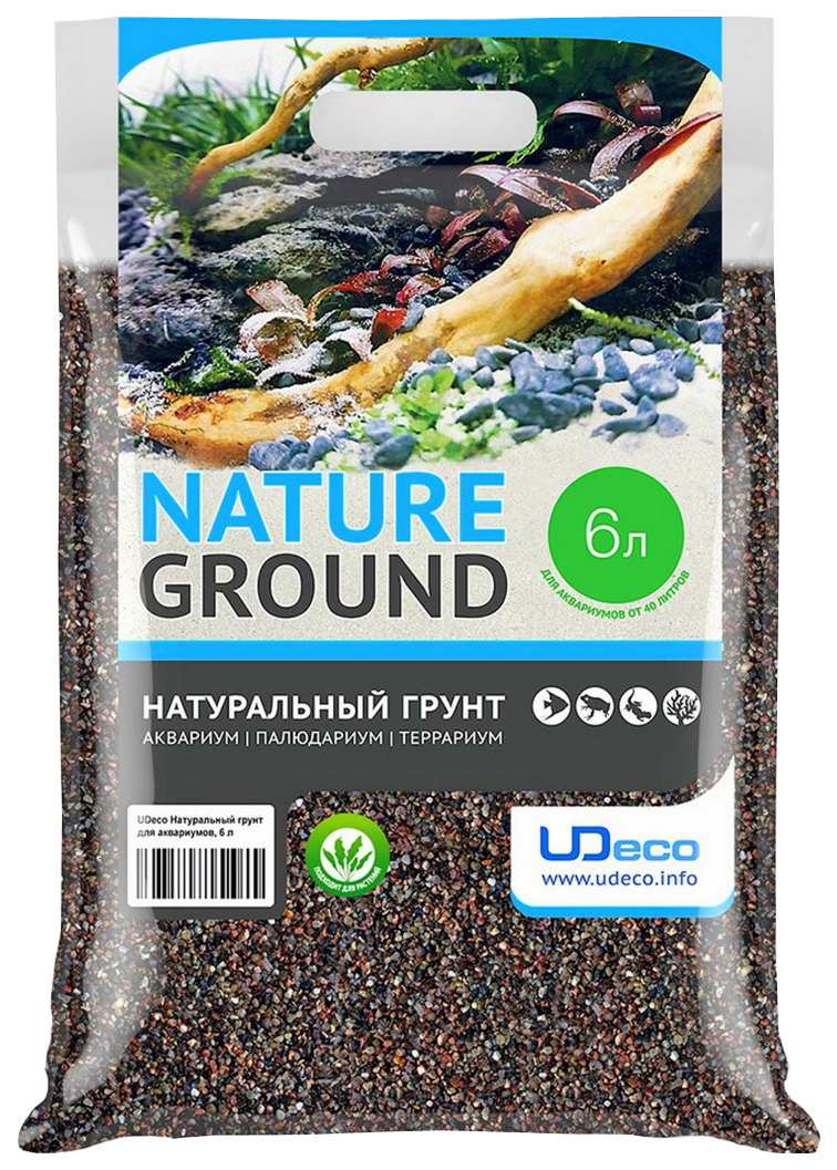 Натуральный песок для аквариумов и террариумов UDeco River Brown, бежевый, 0,6-2,5 мм, 6 л