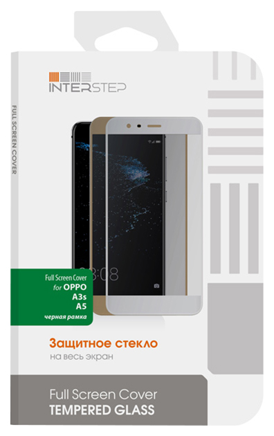

Защитное стекло InterStep для OPPO A3S/A5 Black, Full Screen Cover FG для Oppo A3s/A5, Black Frame