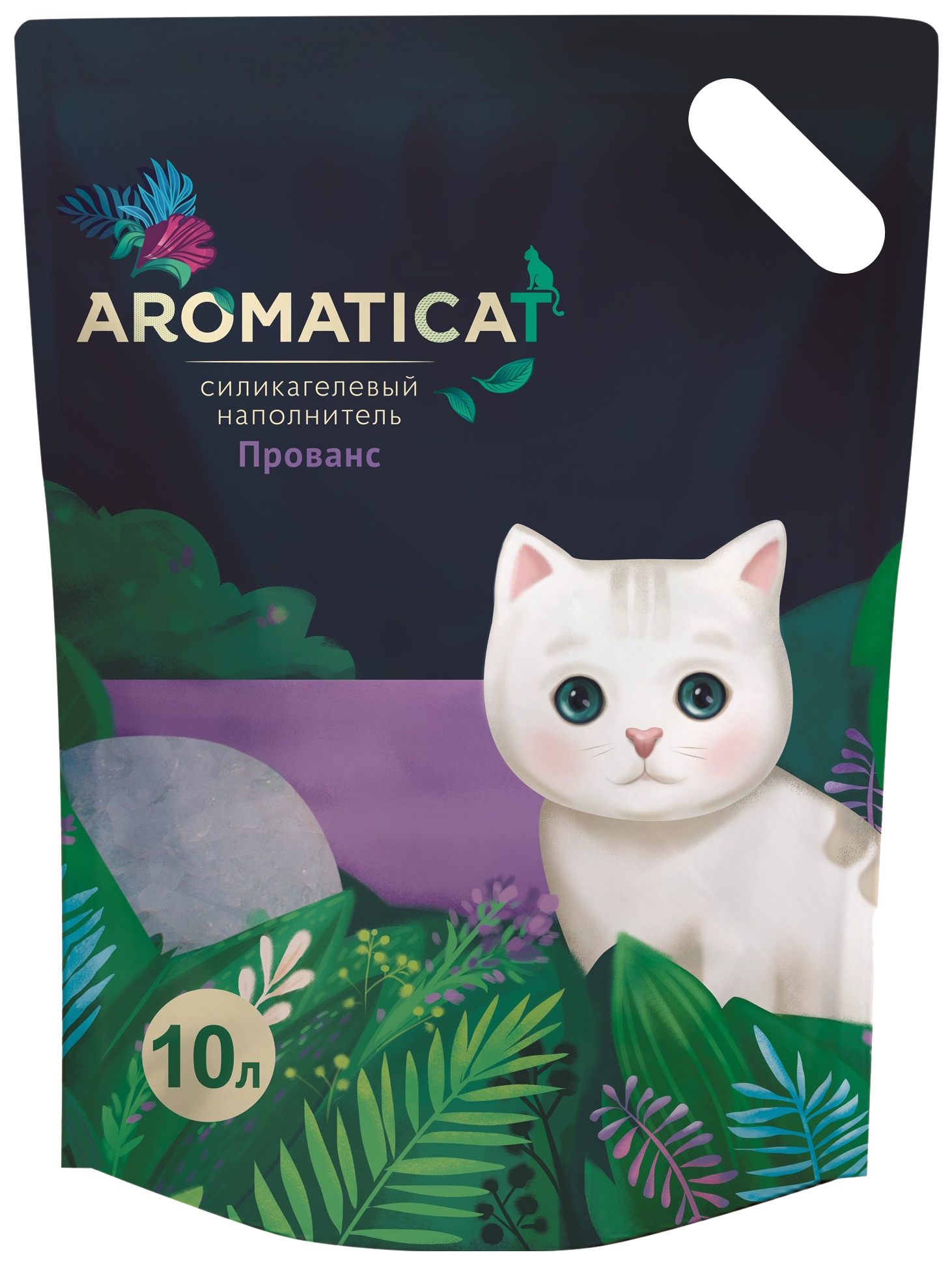 Впитывающий наполнитель для кошек Aromaticat Прованс силикагелевый, 4.3 кг, 10 л