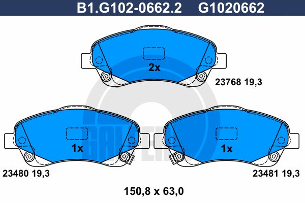 

Комплект тормозных дисковых колодок GALFER B1.G102-0662.2