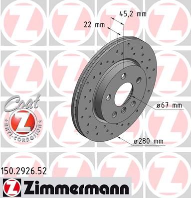

Тормозной диск ZIMMERMANN 150.2926.52