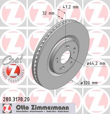

Тормозной диск ZIMMERMANN 280.3178.20