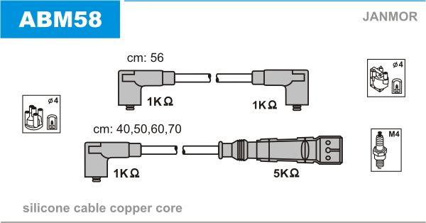

Комплект проводов зажигания JANMOR ABM58
