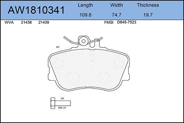 

Тормозные колодки AywiParts дисковые AW1810341