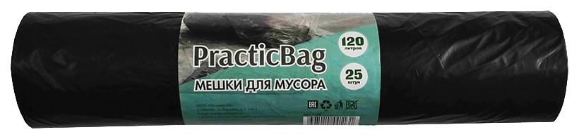 фото Мешки для мусора концепция быта practikbag черные 120 л 25 шт