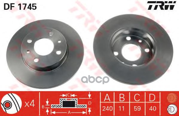 фото Тормозной диск trw/lucas для df1745