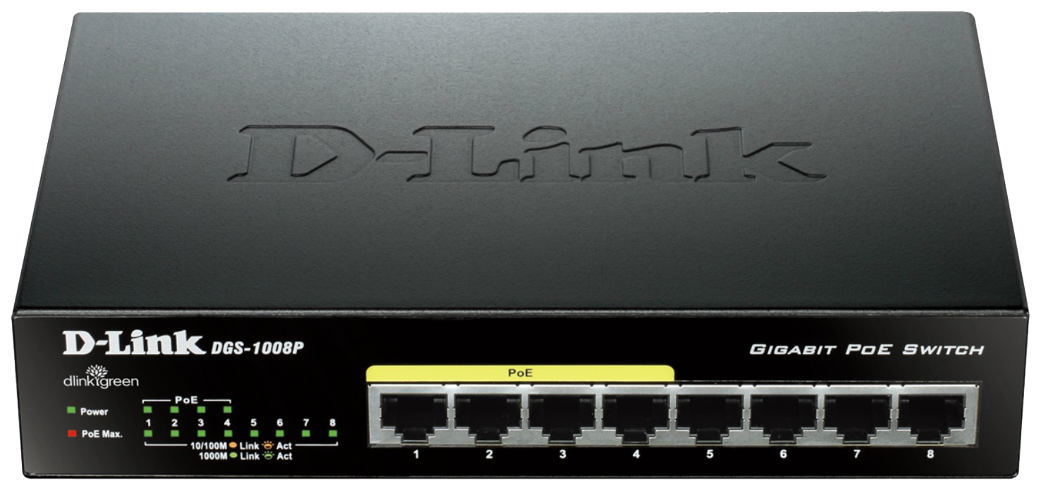 Коммутатор D-Link DGS-1008P Black