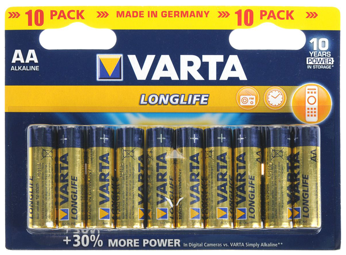Батарейка Varta 38431 10 шт аккумуляторная батарея varta d r2u 2 шт
