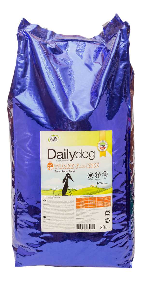 

Сухой корм для щенков Dailydog Puppy Large Breed, для крупных пород, индейка и рис, 20кг, Puppy Large Breed