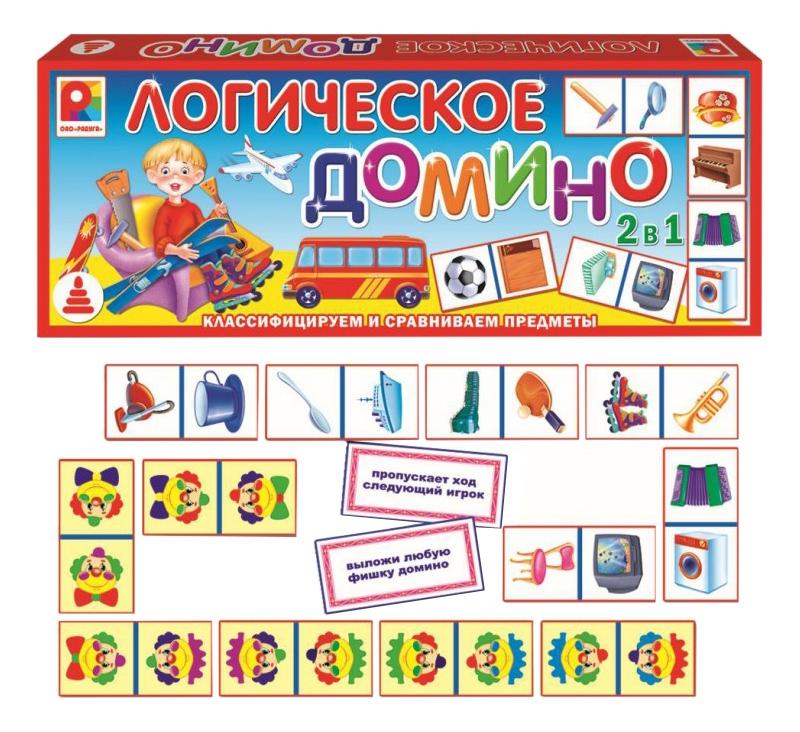 Семейная настольная игра Домино логическое Предметы 2 Радуга с-558