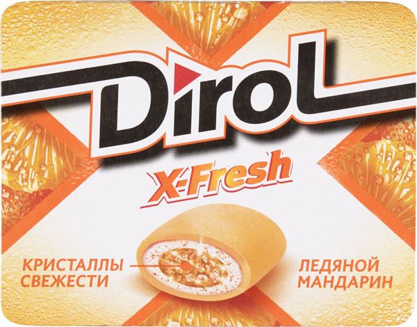 фото Жевательная резинка dirol x-fresh ледяной мандарин 16 г