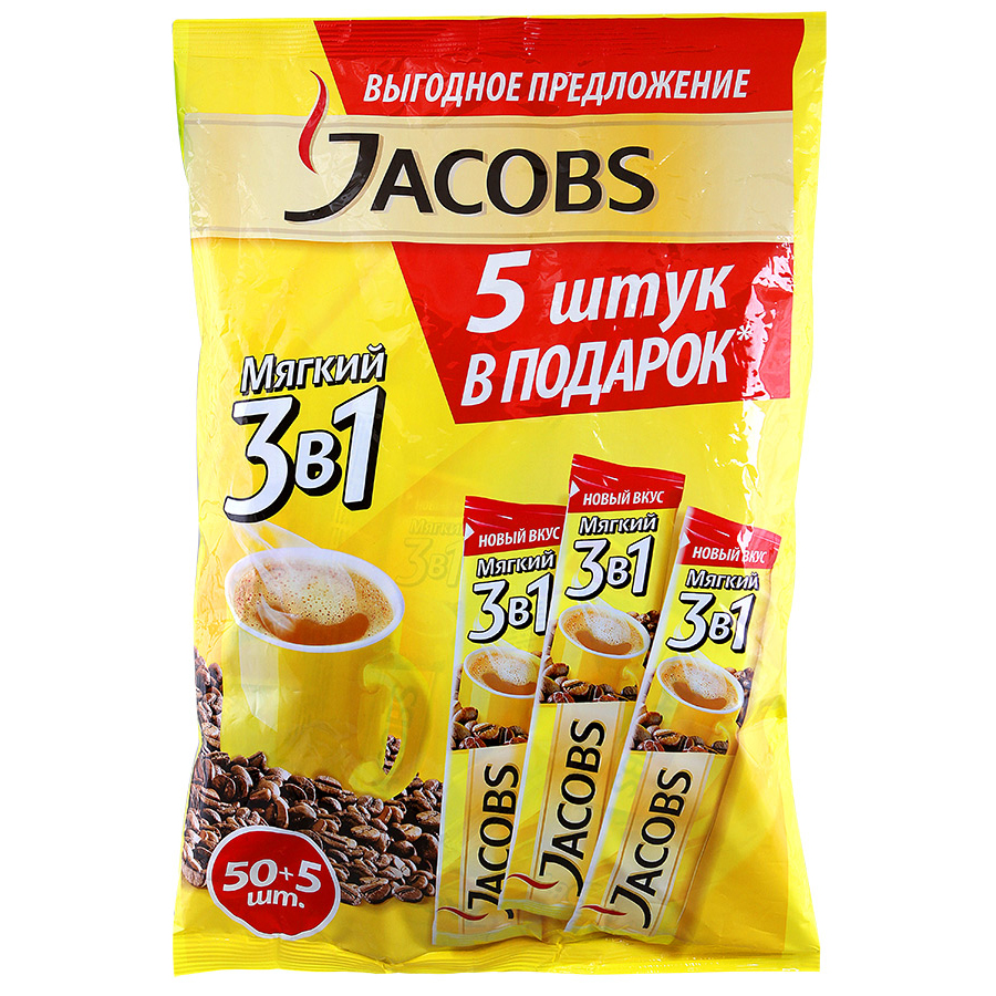 Кофейный напиток растворимый Jacobs классика 3в1 55*12 г