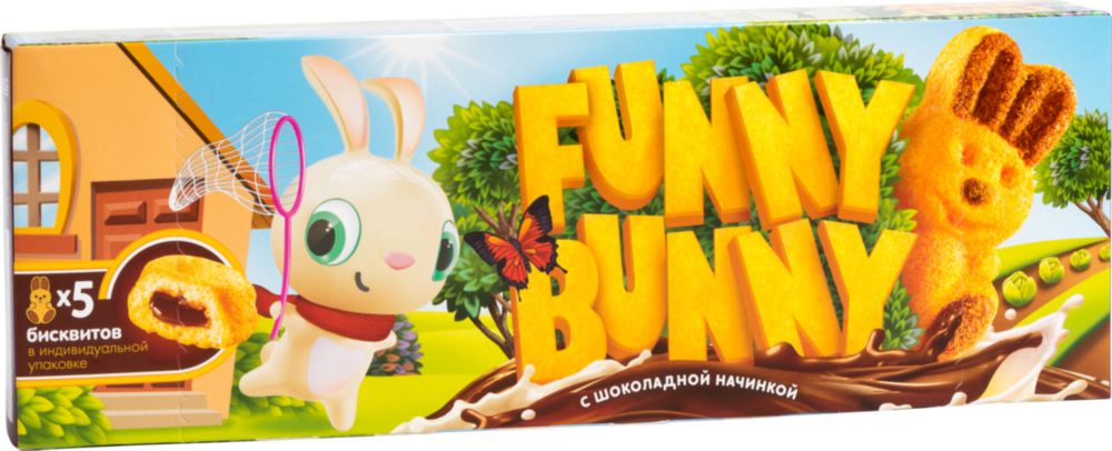 фото Пирожное бисквитное funny bunny с шоколадной начинкой 150 г