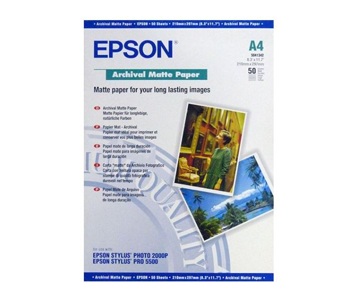

Бумага Epson C13S041342 Archival Matte Paper матовая A4 189 г/м2 50 листов