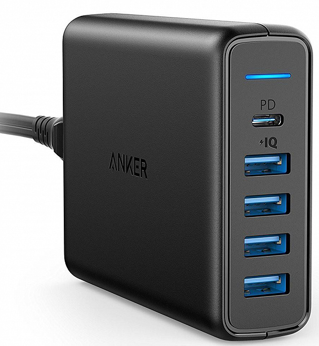 

Сетевое зарядное устройство Anker PowerPort Speed, 4xUSB; 1xUSB Type-C, 2,4 A, black, PowerPort Speed