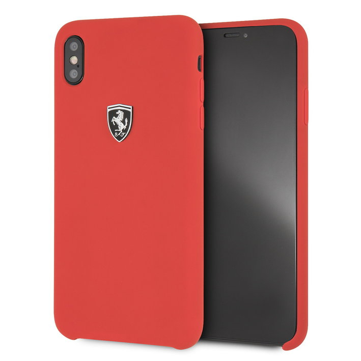 фото Чехол ferrari silicone collection silver logo для apple iphone xs max red