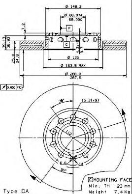 фото Тормозной диск brembo 09574521