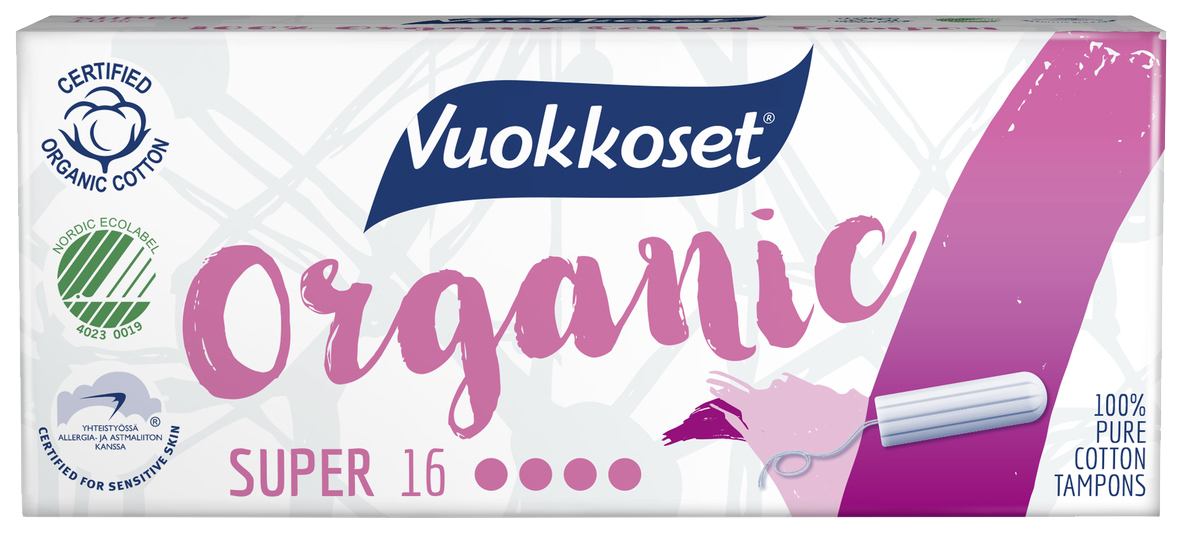 Тампоны Vuokkoset Organic Super 16 шт