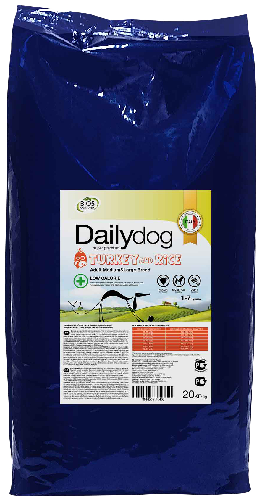 фото Сухой корм для собак dailydog adult medium-large breed low calorie, индейка и рис, 20кг