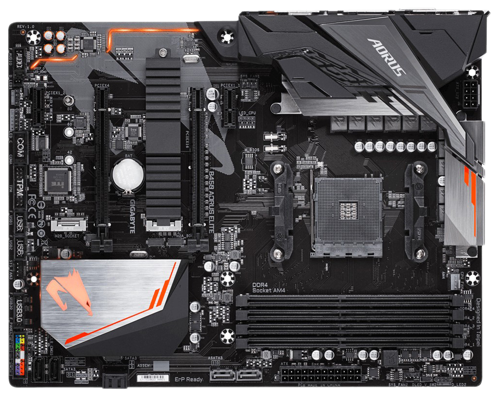 фото Материнская плата gigabyte b450 aorus elite