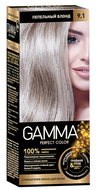 Краска для волос SVOBODA GAMMA Perfect color пепельный-блонд 9,1, 50гр