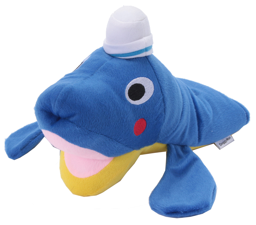 фото Мягкая игрушка для собак doggy man кит, синий, длина 29 см