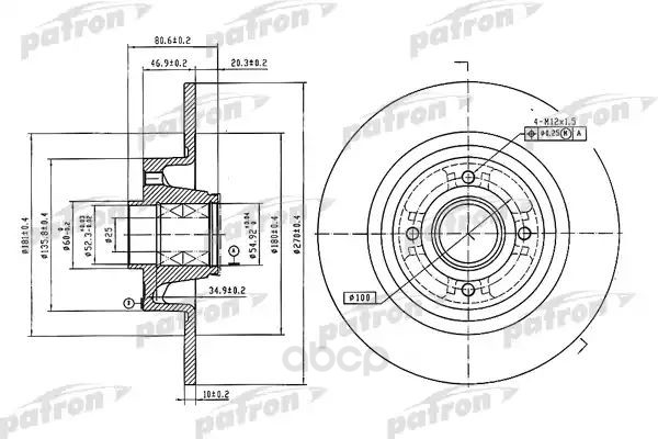 фото Тормозной диск patron для pbd7018