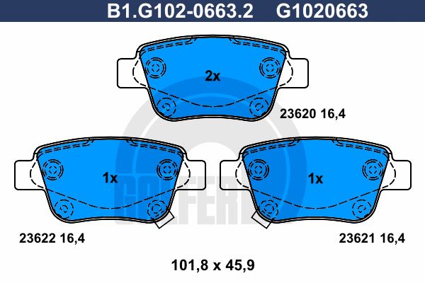 

Тормозные колодки GALFER дисковые B1G10206632