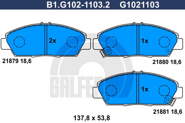 

Комплект тормозных дисковых колодок GALFER B1.G102-1103.2