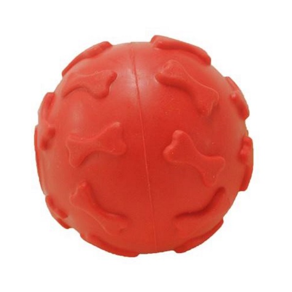 фото Жевательная игрушка для собак homepet мяч с рисунком косточки с пищалкой, длина 6 см