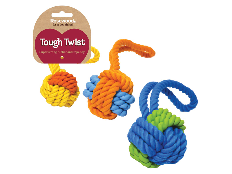 фото Комбинированная игрушка для собак rosewood tough twist мяч, в ассортименте, 23 см