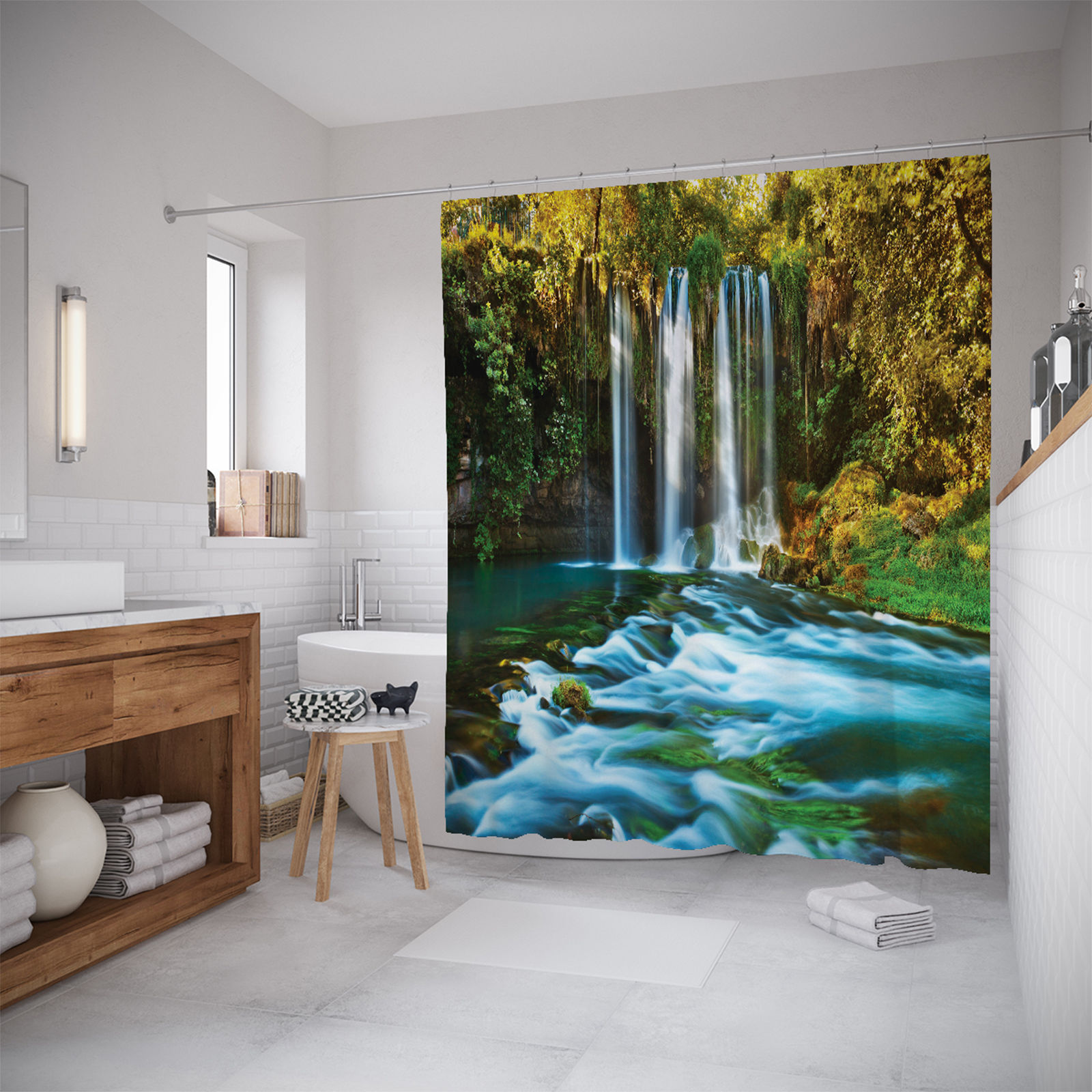 

Штора для ванной JoyArty «Вдохновение у водопада» 180x200, Зеленый