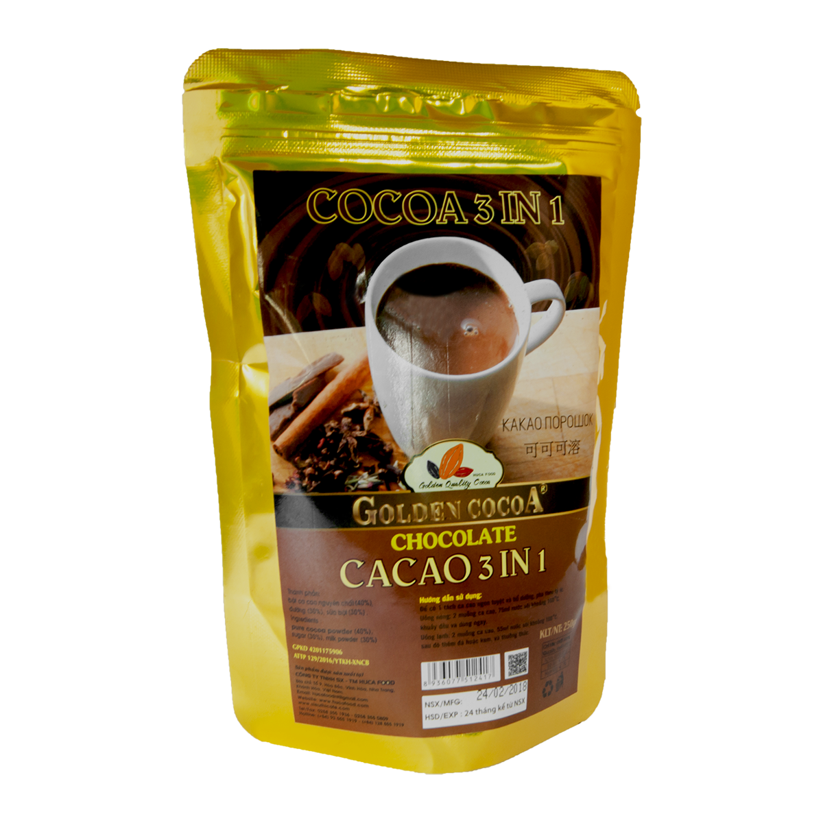 

Вьетнамское какао Hucafood cocoa 3in1 зип-пакет 250 г