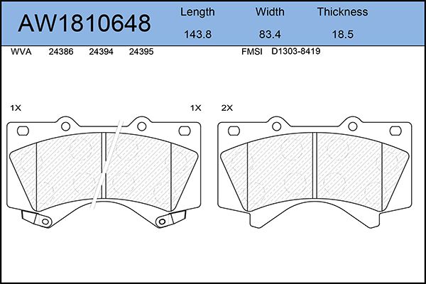 Тормозные колодки AywiParts дисковые AW1810648