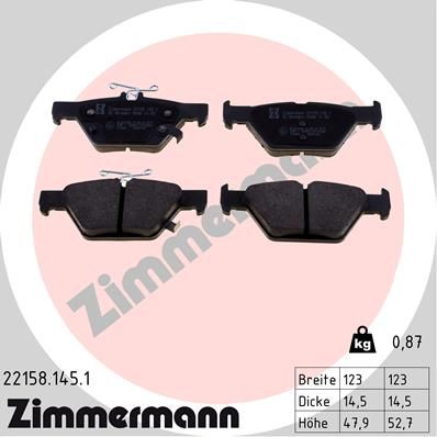 

Тормозные колодки ZIMMERMANN дисковые 22158.145.1