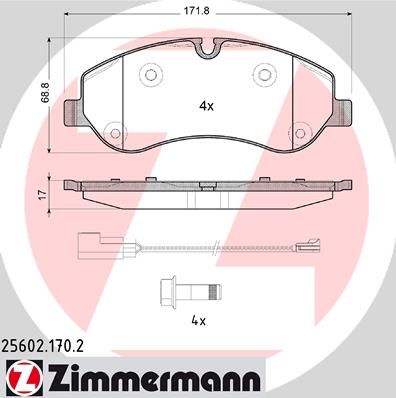 

Тормозные колодки ZIMMERMANN дисковые 25602.170.2