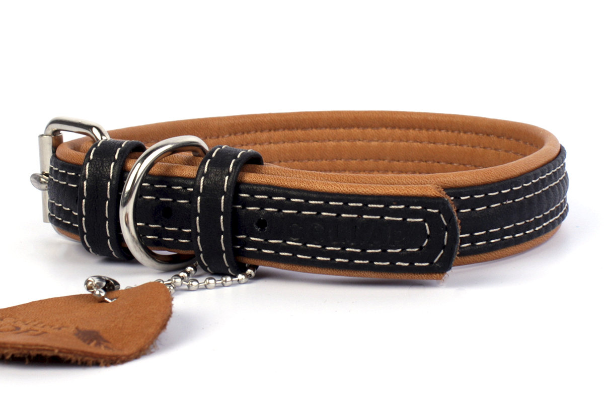 фото Ошейник collar soft кожаный для собак черный верх 15 мм 27 – 36 см