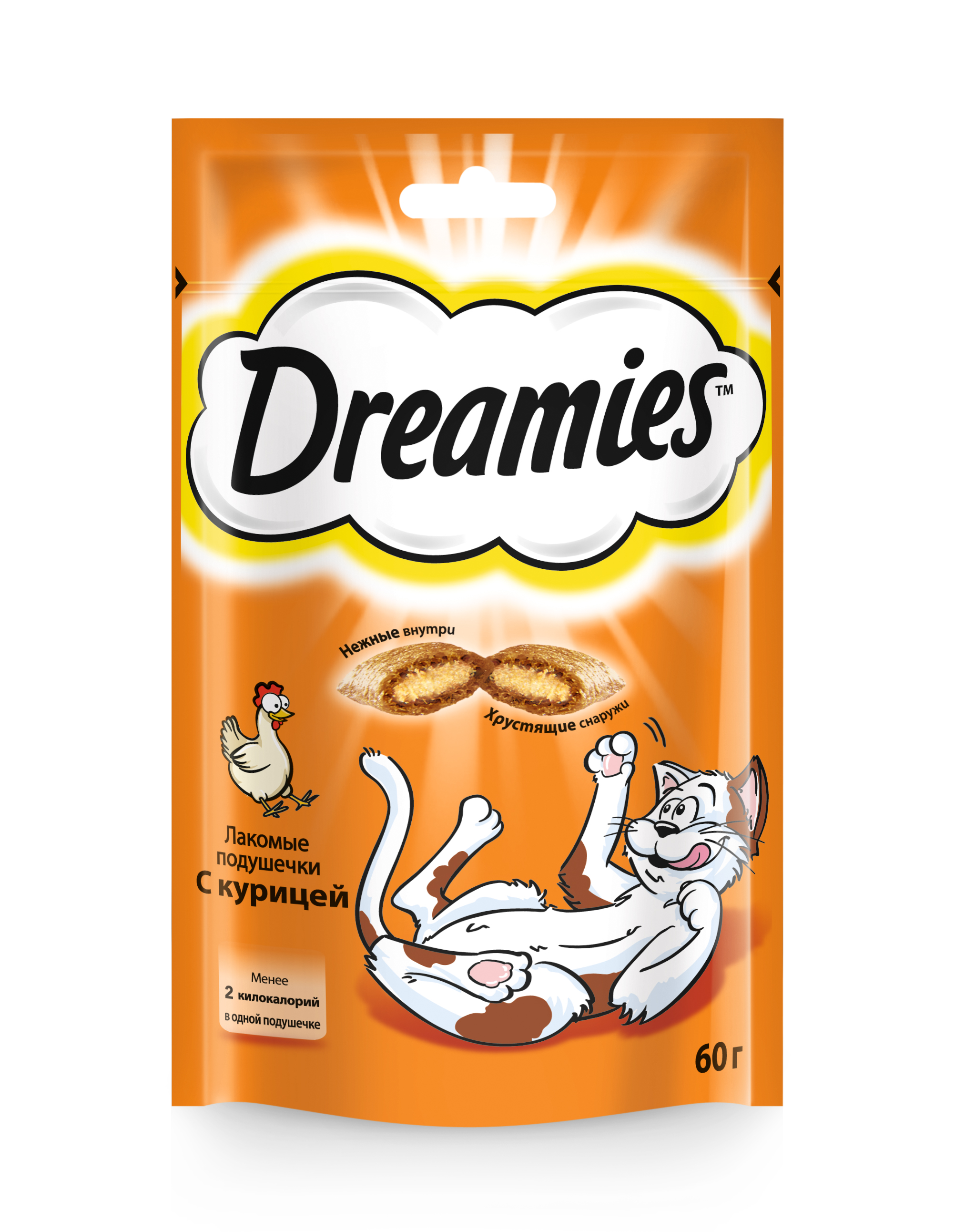 фото Лакомство для кошек dreamies лакомые подушечки с курицей, 60г